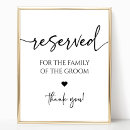Search for reserved for the grooms family wedding signs Newly weds