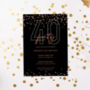 Search for black rose gold 40th birthday invitations Forty