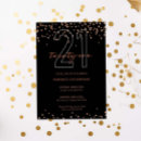 Search for black rose gold 21st birthday invitations Twenty one
