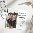 Search for double birthday invitations Black and white