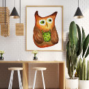 Search for owl decor posters Watercolor