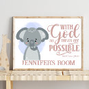 Search for pink and gray elephant nursery art Baby girl