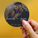 Search for love and thanks wedding stickers Bride and groom