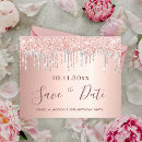 Search for pink rose gold blush sparkly drips invitations Glam