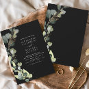 Search for black green white wedding invitations Eucalyptus