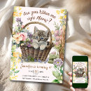 Search for kitten 1st birthday invitations Watercolor