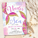 Search for mermaid 2nd birthday invitations Glitter