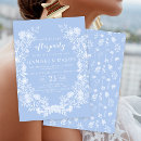 Search for floral wreath wedding invitations Light blue