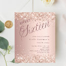 Search for rose gold glitter sweet 16 invitations Modern