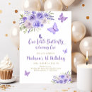 Search for butterfly 1st birthday invitations Purple floral