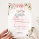 Search for floral elephant baby shower invitations Pink