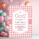 Search for pink and white baby shower invitations Plaid
