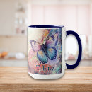 Search for blue butterfly mugs Watercolor