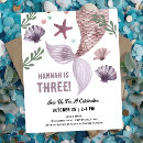 Search for mermaid 3rd birthday invitations Girl