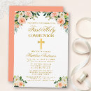 Search for white first communion invitations Gold cross