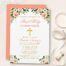 Search for white floral first communion invitations Gold cross