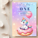 Search for unicorn doughnut birthday invitations Baby girl