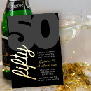 Search for calligraphy 50th birthday invitations Black and gold