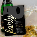Search for adult 40th birthday invitations Black and gold