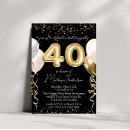 Search for balloons 40th birthday invitations Glamourous