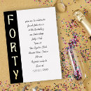 Search for female 40th birthday invitations Black and white