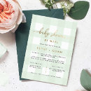 Search for green baby shower invitations Gingham