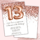 Search for rose gold 13th birthday invitations Modern
