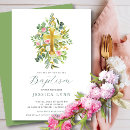 Search for greenery gold cross christening invitations Botanical