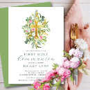 Search for pink and gold first communion invitations Botanical