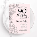 Search for floral 90th birthday invitations Elegant