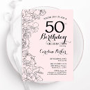 Search for blush pink 50th birthday invitations Modern