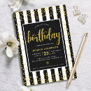 Search for gold stripes invitations Black and white
