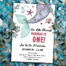 Search for mermaid 1st birthday invitations Girl