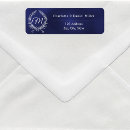 Search for navy blue monogram return address labels Blue and white