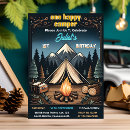 Search for one happy camper 1st birthday invitations Campfire