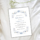Search for blue floral wreath invitations Baby in bloom