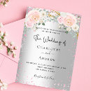 Search for pink glitter wedding invitations Silver