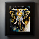 Search for gold elephants posters Watercolor