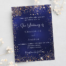 Search for gold glitter wedding invitations Navy blue