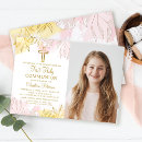 Search for pink and gold first communion invitations Elegant
