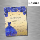 Search for blue floral sweet 16 invitations Gold