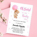 Search for balloon baby girl shower invitations We can bearly wait