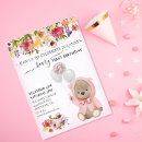 Search for girls teddy bear birthday invitations Pink