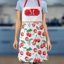 Search for red white and green aprons For her