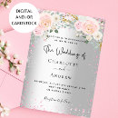 Search for pink glitter wedding invitations Silver