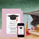 Search for pink black graduation invitations White