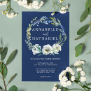 Search for navy blue floral wedding invitations Foliage