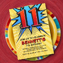 Search for comic book birthday invitations Red yellow blue