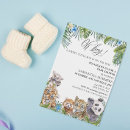Search for jungle animals baby shower invitations Tropical