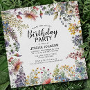 Search for wildflowers birthday invitations Modern